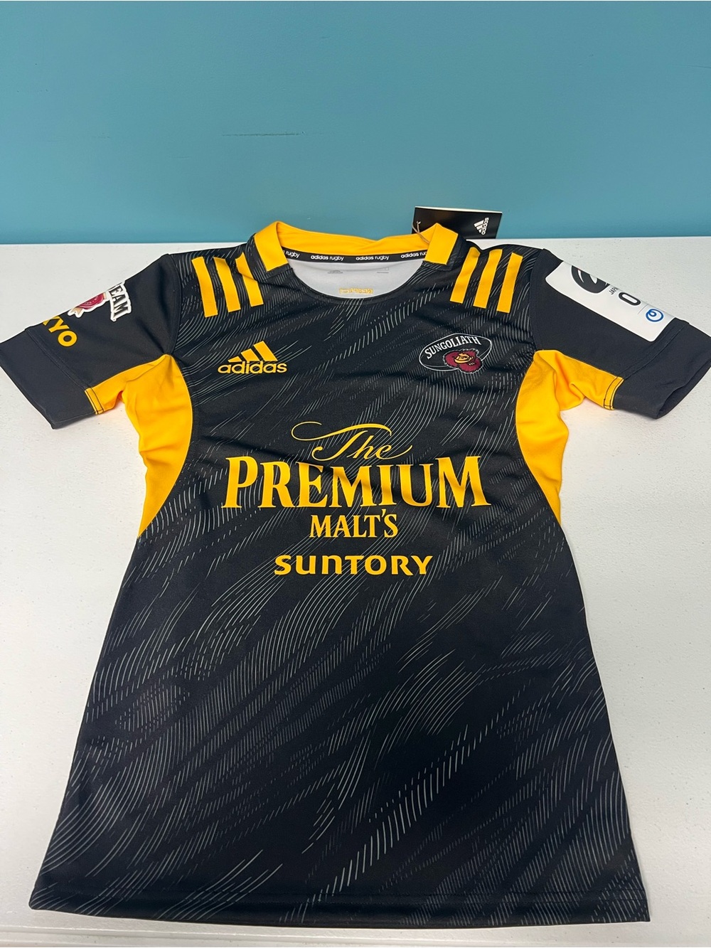 adidas Black and Yellow Japan Sungoliath Rugby Jersey. New with tags.